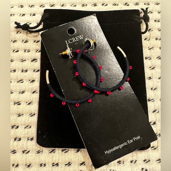 J.CREW ❤️ BEADED HOOP EARRINGS - Picture 1 of 4